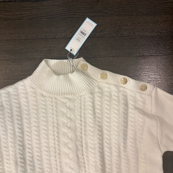 NWT Draper James Cableknit Turtleneck Sweater in Magnolia White - Picture 6 of 7